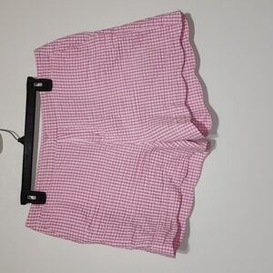 Cynthia Rowley Gingham Plaid Scalloped Hem Shorts Pink & White Size 10